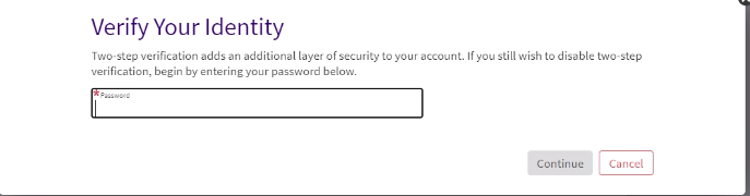 “Verify Your Identity” box asking “How would you like to receive the code” with a button for sending the code via email and another for texting the code via phone.