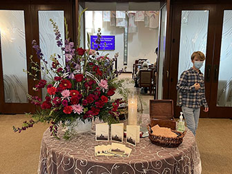 Welcome table at the Willed Body Program annual memorial service